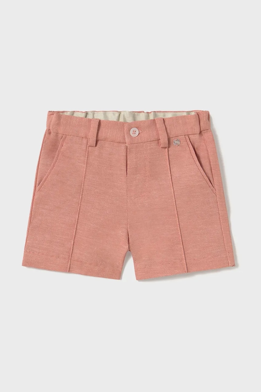 Mayoral pantaloni scurți din amestec de in pentru copii culoarea portocaliu, 1240 Mayoral pantaloni scurți din amestec de in pentru copii culoarea portocaliu, 1240