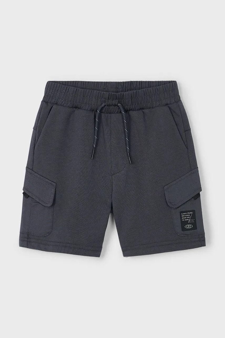 Mayoral pantaloni scurti copii cargo culoarea negru, talie reglabila, 3225