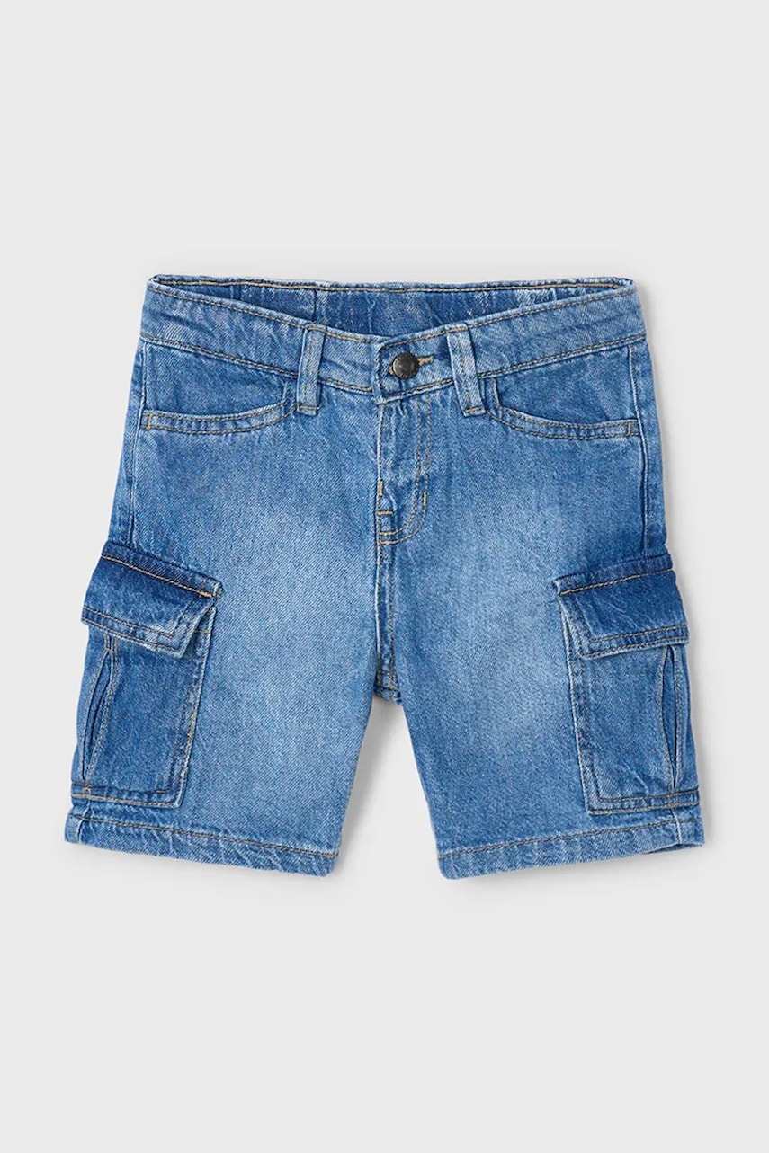 Mayoral pantaloni scurti din denim pentru copii cargo culoarea albastru marin, 3229 Mayoral pantaloni scurti din denim pentru copii cargo culoarea albastru marin, 3229