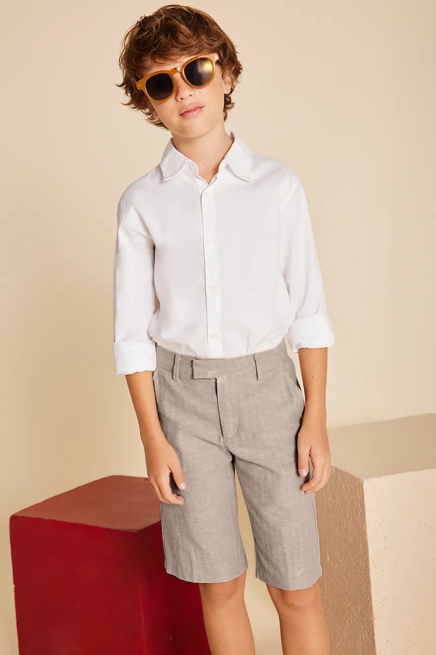 Mayoral pantaloni scurți din amestec de in pentru copii culoarea maro, 6202