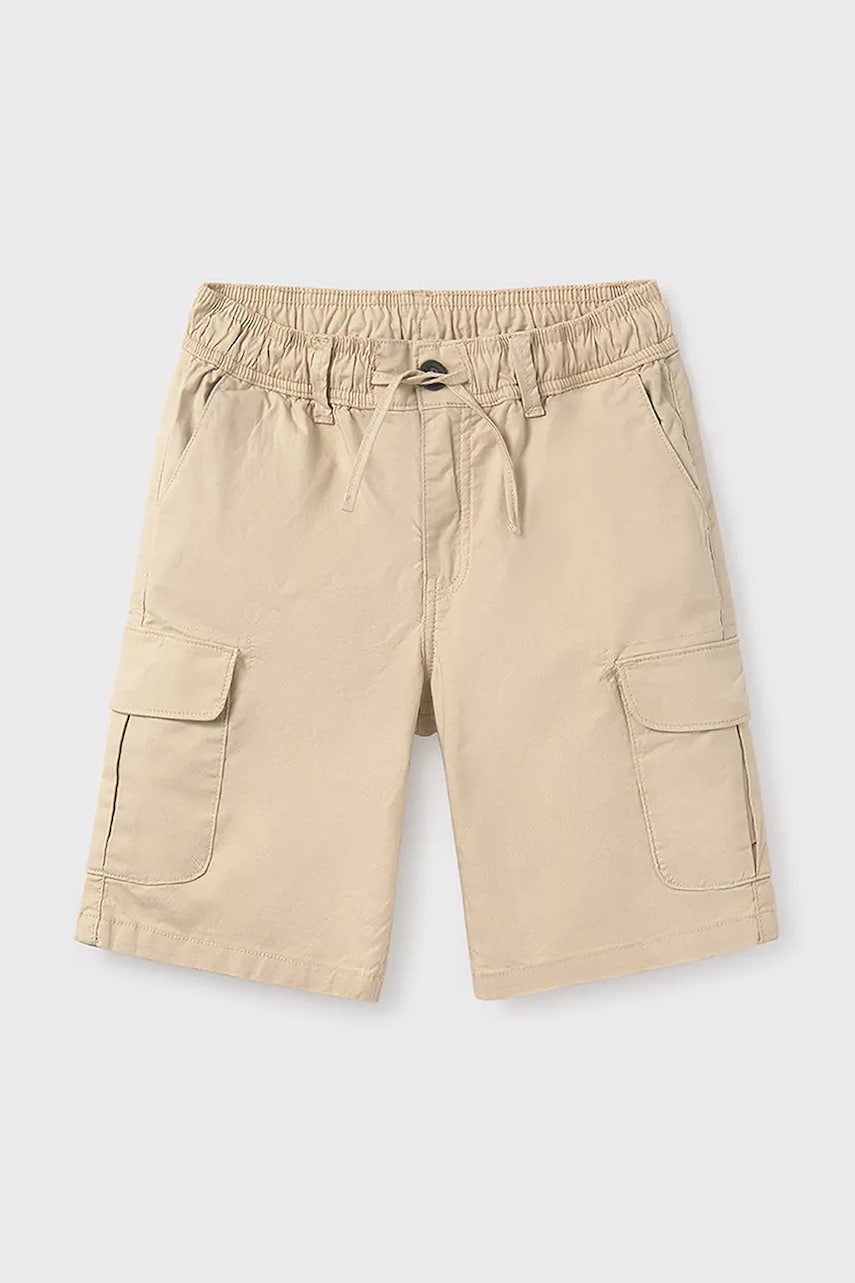 Mayoral pantaloni scurți din amestec de in pentru copii cargo culoarea bej, 6208 Mayoral pantaloni scurți din amestec de in pentru copii cargo culoarea bej, 6208