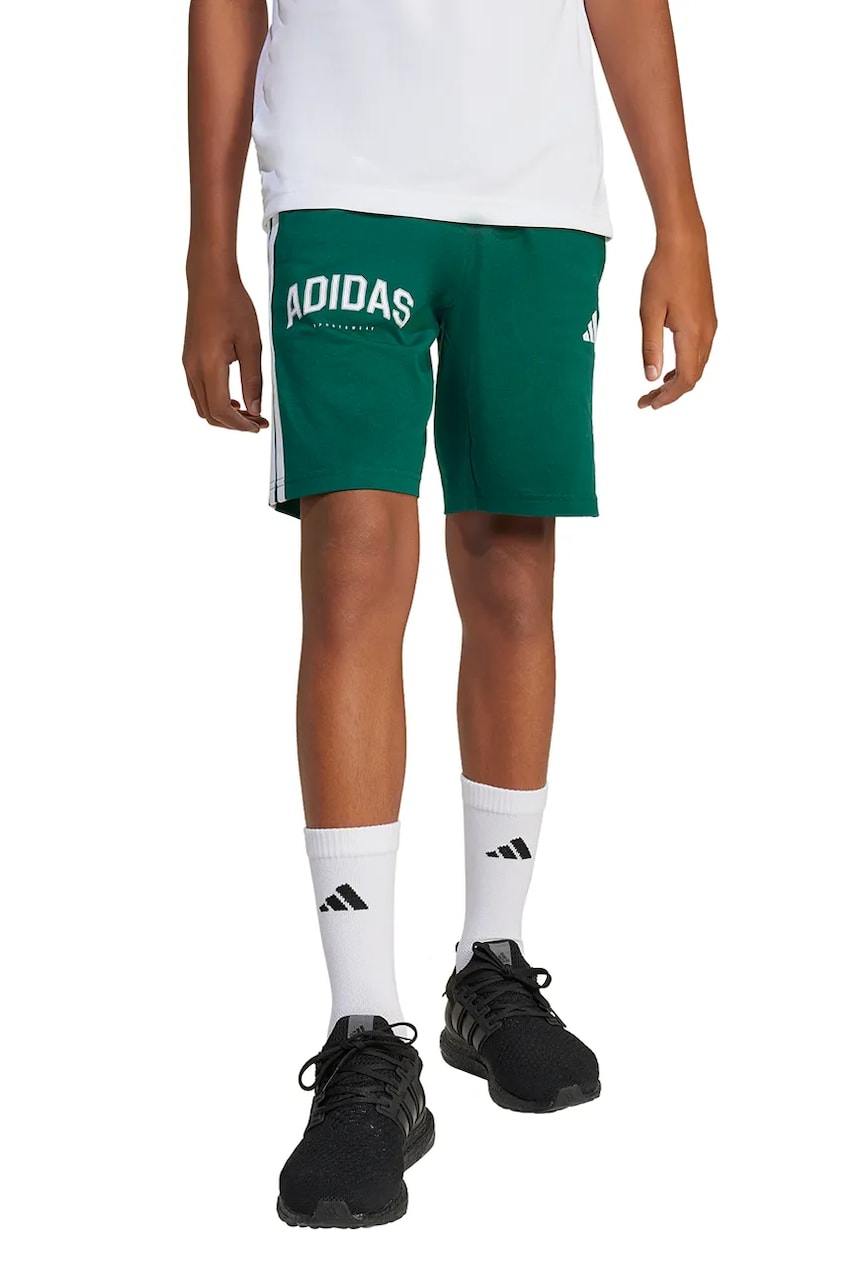 adidas pantaloni scurți din bumbac pentru copii culoarea verde, talie reglabila, JM2440 adidas pantaloni scurți din bumbac pentru copii culoarea verde, talie reglabila, JM2440