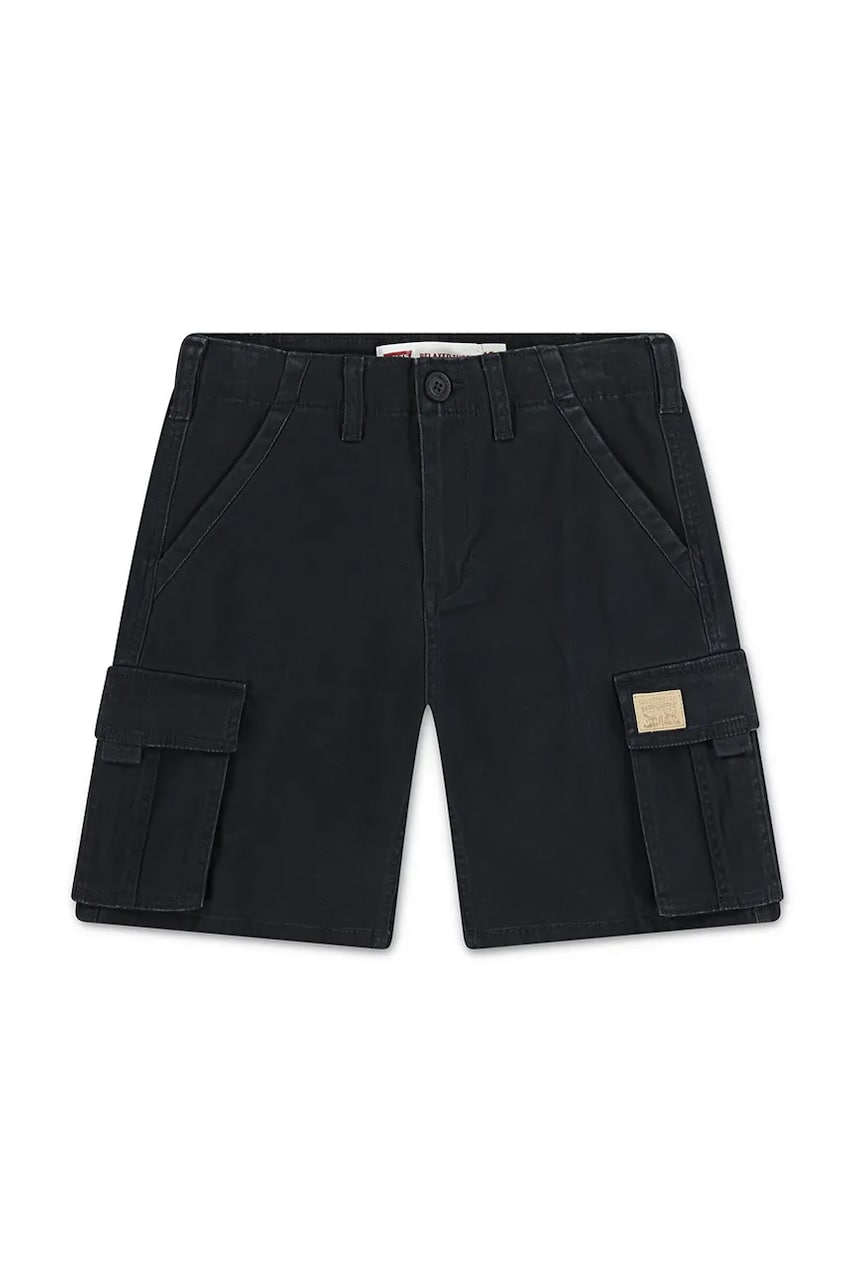 Levi's pantaloni scurti copii TRADITIONAL CARGO SHORTS culoarea negru, talie reglabila, 8EM381 Levi's pantaloni scurti copii TRADITIONAL CARGO SHORTS culoarea negru, talie reglabila, 8EM381