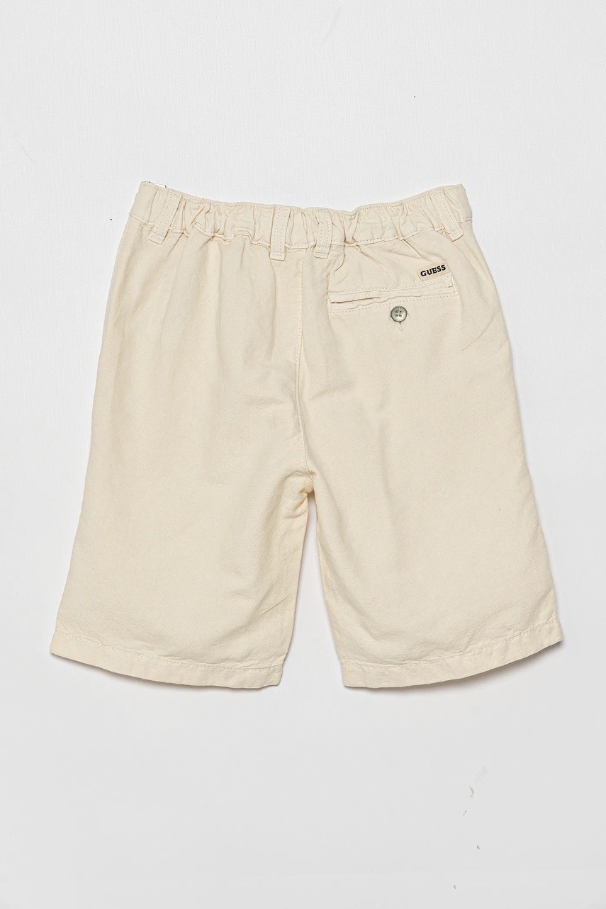 Детские шорты с примесью льна Guess цвет бежевый регулируемая талия L5GD09 WG5G0
