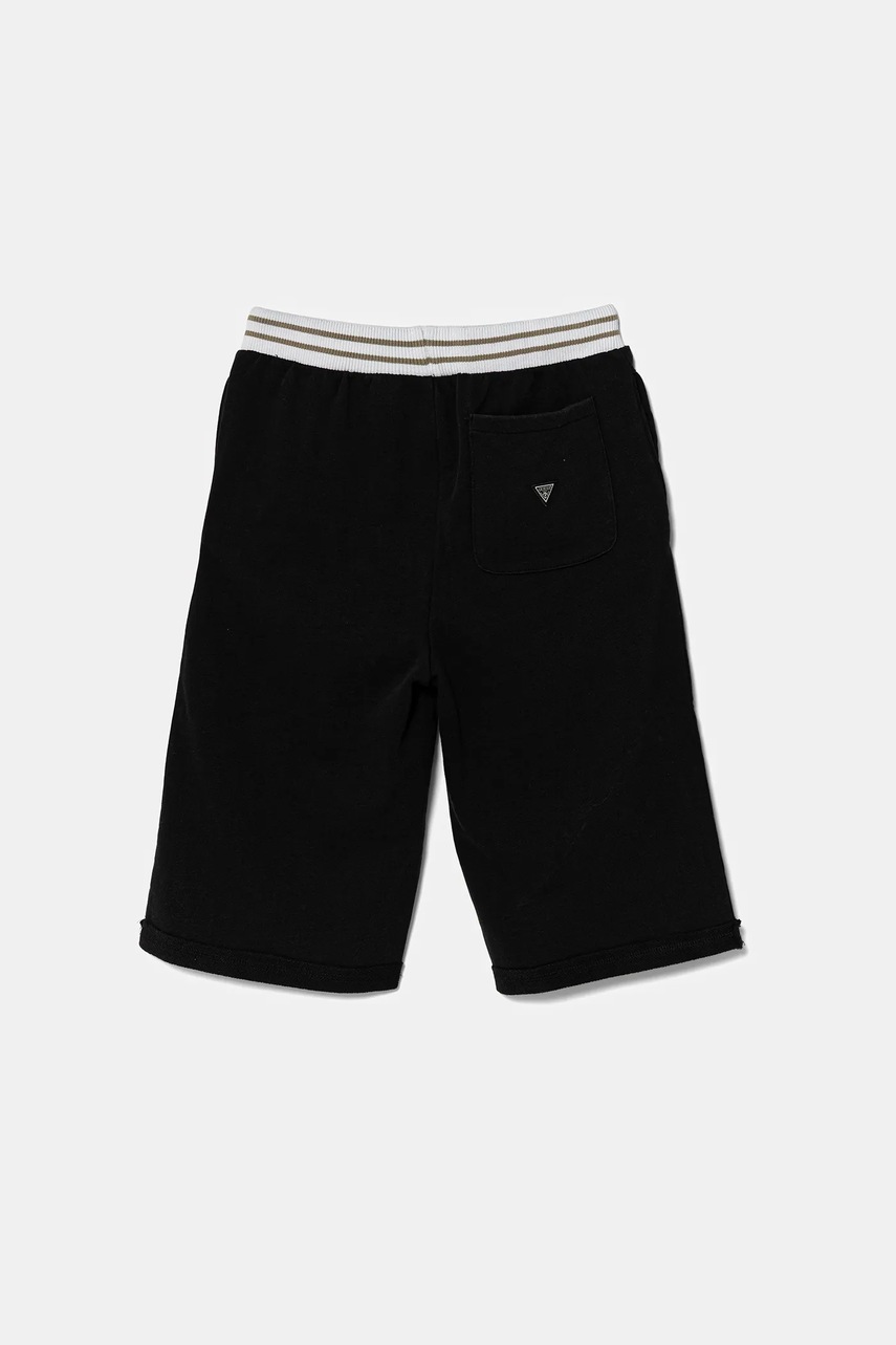 Детские хлопковые шорты Guess цвет чёрный регулируемая талия L5GD12 KA6R4
