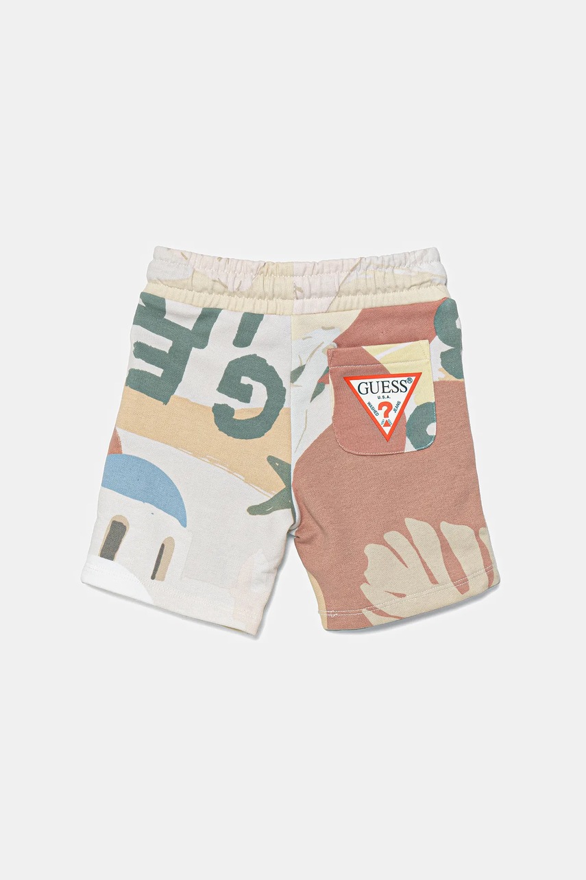 Детские хлопковые шорты Guess цвет бежевый регулируемая талия N5GD05 KA6R4