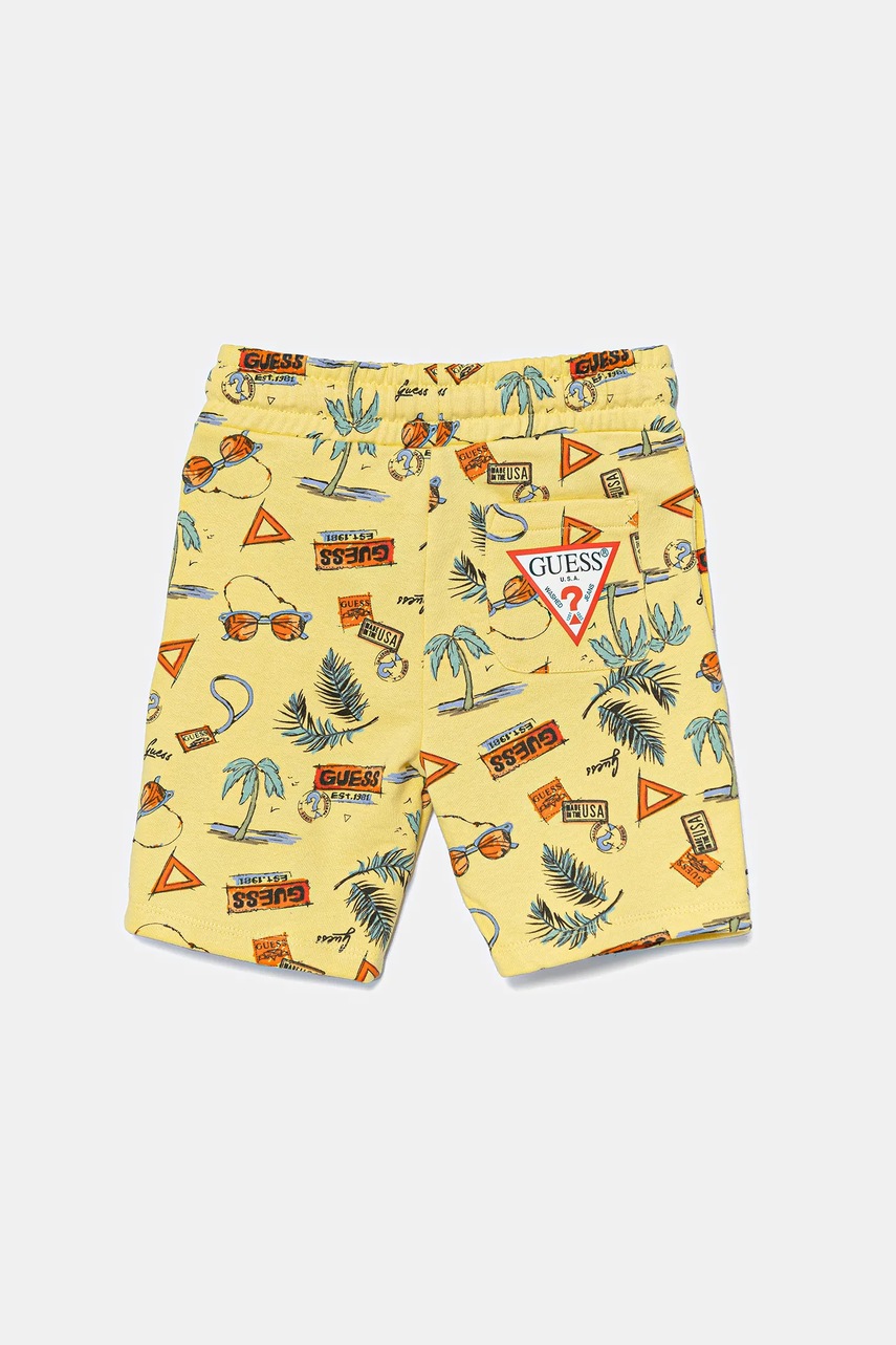 Детские хлопковые шорты Guess цвет жёлтый регулируемая талия N5GD05 KA6R4