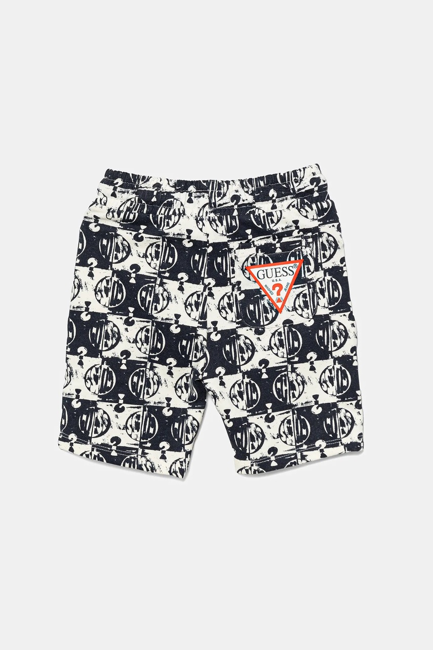 Детские хлопковые шорты Guess цвет синий регулируемая талия N5GD05 KA6R4 Детские хлопковые шорты Guess цвет синий регулируемая талия N5GD05 KA6R4