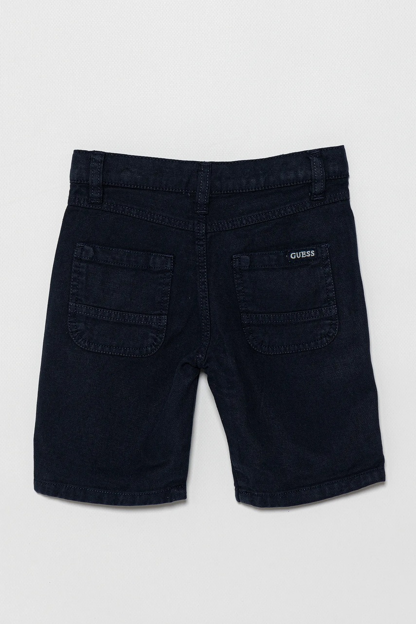 Детские шорты с примесью льна Guess цвет синий регулируемая талия N5GD07 WHAR0