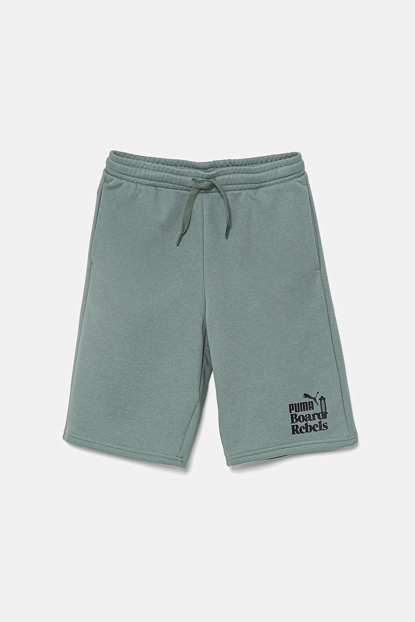 Puma pantaloni scurti copii MID90S Long Shorts TR culoarea verde, talie reglabila, 685151 Puma pantaloni scurti copii MID90S Long Shorts TR culoarea verde, talie reglabila, 685151