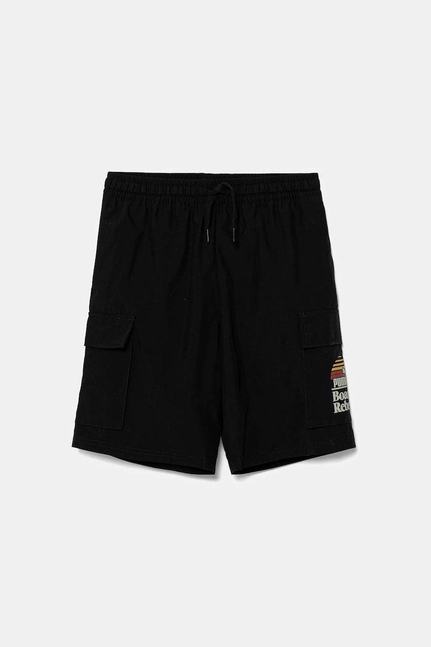 Puma pantaloni scurți copii MID90S Cargo Chino Shorts culoarea negru, talie reglabila, 685154