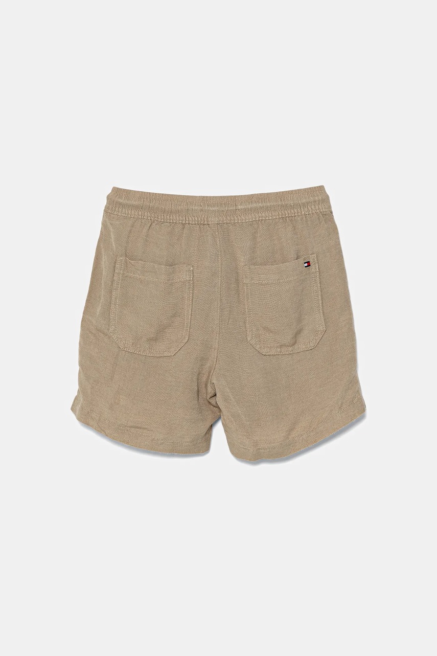Детские льняные шорты Tommy Hilfiger цвет бежевый регулируемая талия KB0KB09643
