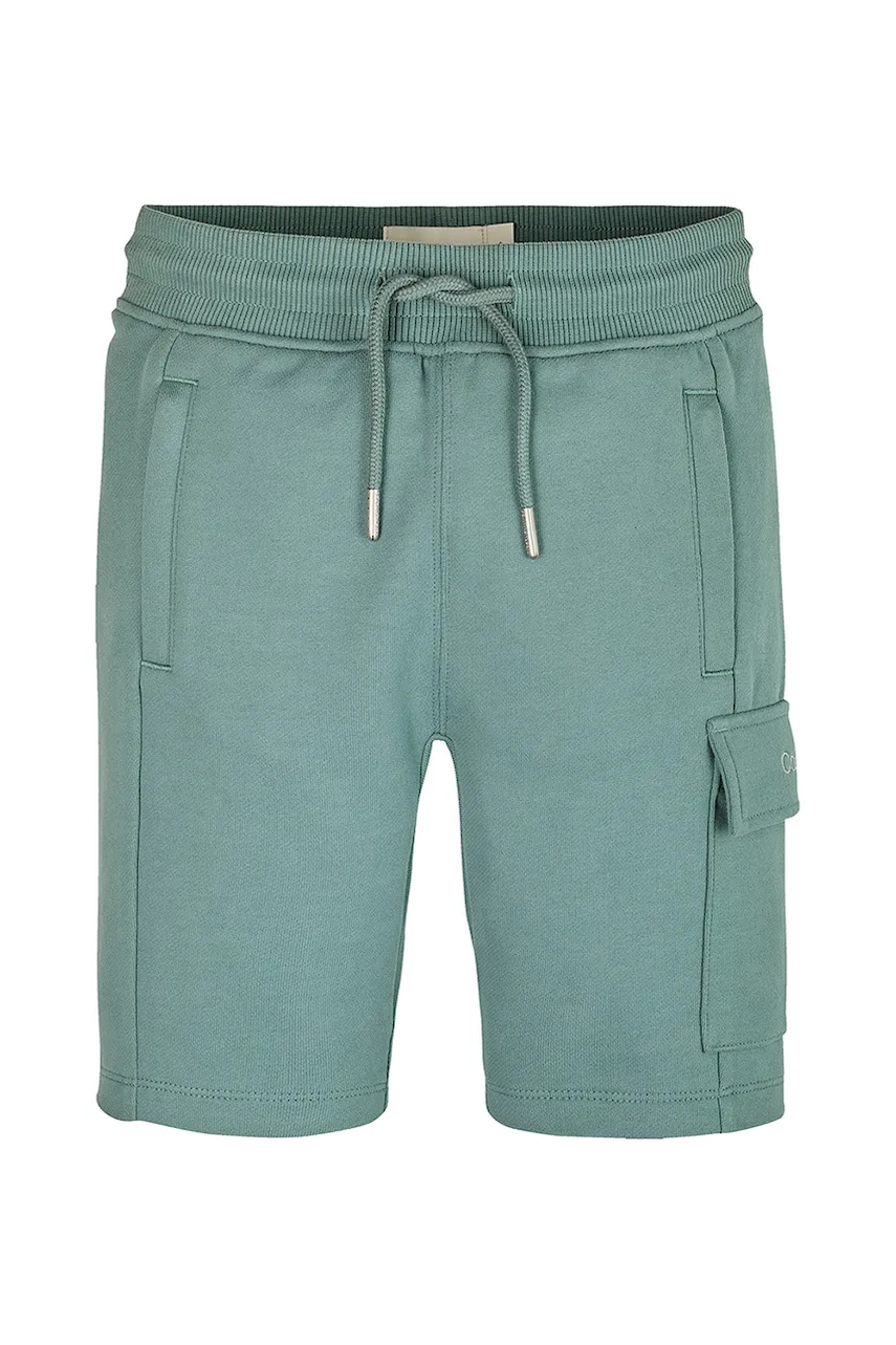 Детские хлопковые шорты Calvin Klein Jeans цвет бирюзовый регулируемая талия IB0IB02440 Детские хлопковые шорты Calvin Klein Jeans цвет бирюзовый регулируемая талия IB0IB02440