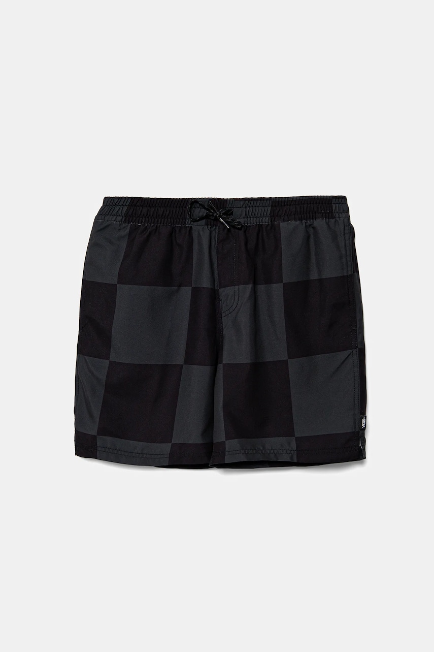 Vans pantaloni scurți de baie copii Primary Checkerboard culoarea negru, talie reglabila, VN000MJYKOU1 Vans pantaloni scurți de baie copii Primary Checkerboard culoarea negru, talie reglabila, VN000MJYKOU1