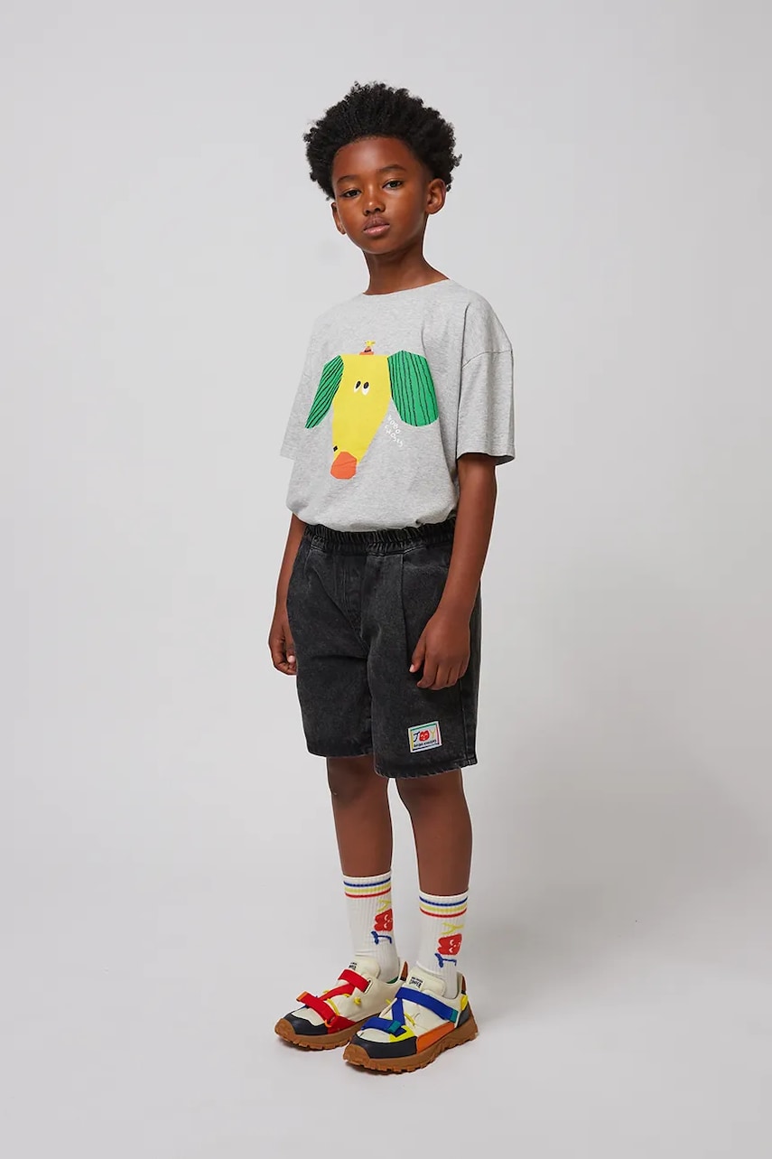 Bobo Choses pantaloni scurți din bumbac pentru copii Smiling culoarea negru, 125AC058 Bobo Choses pantaloni scurți din bumbac pentru copii Smiling culoarea negru, 125AC058