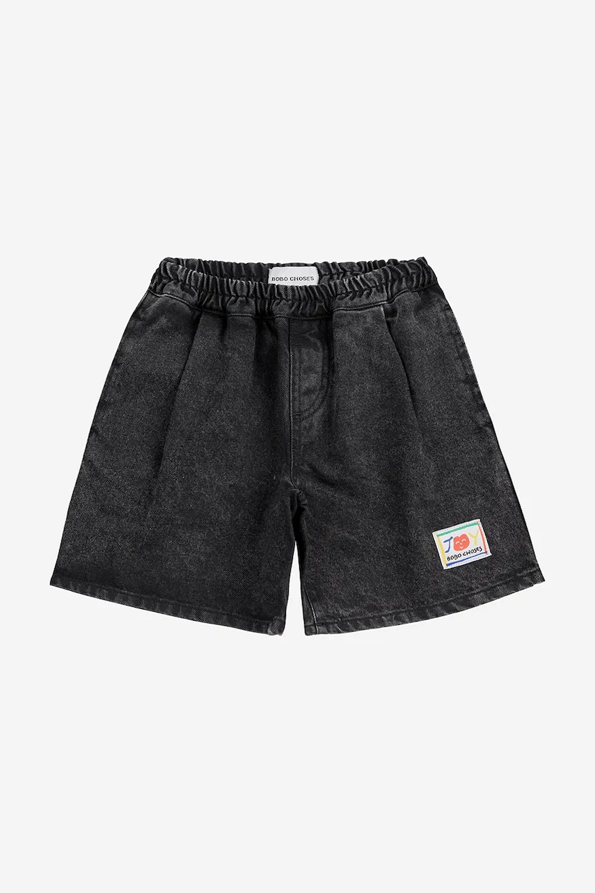 Детские хлопковые шорты Bobo Choses Smiling цвет чёрный 125AC058 Детские хлопковые шорты Bobo Choses Smiling цвет чёрный 125AC058