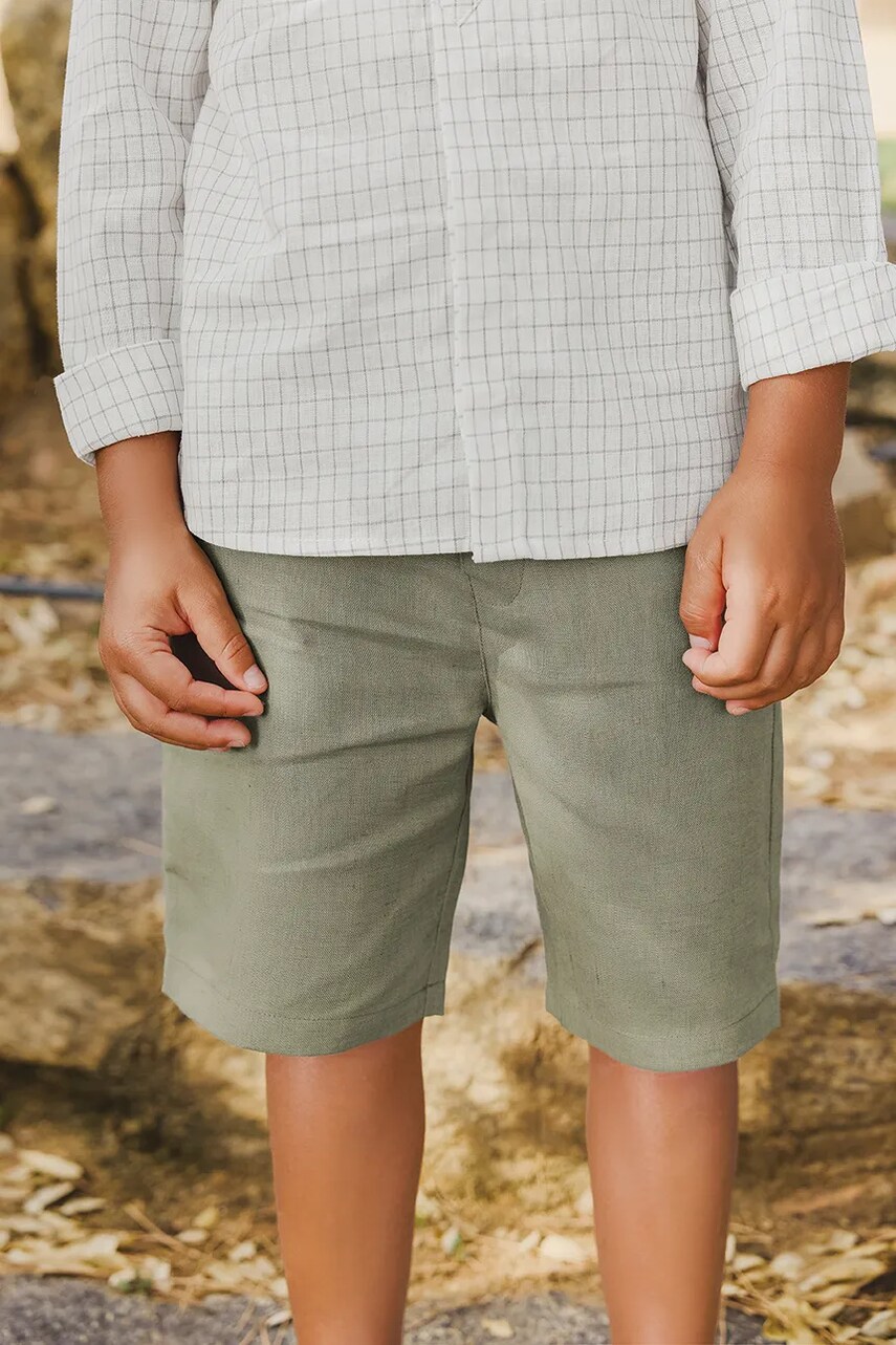 Tartine et Chocolat pantaloni scurti de in pentru bebelusi culoarea verde, CA26061