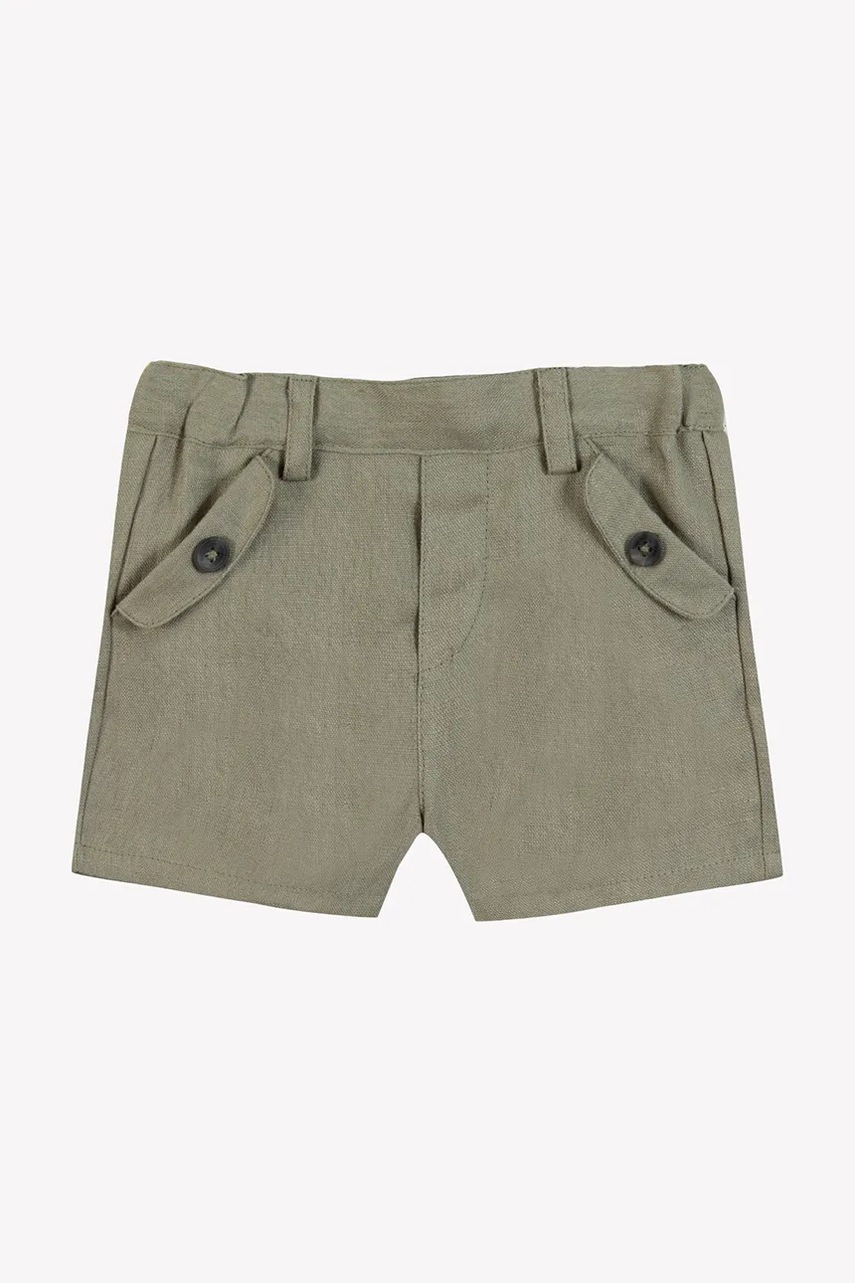 Tartine et Chocolat pantaloni scurți de in pentru copii culoarea verde, CA26061