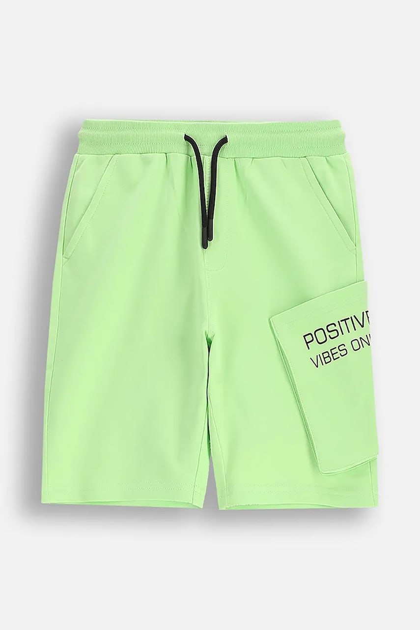 Coccodrillo pantaloni scurți din bumbac pentru copii culoarea verde, talie reglabilă, EVERYDAY BOY