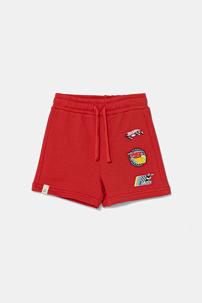United Colors of Benetton pantaloni scurți din bumbac pentru copii culoarea rosu, talie reglabila, 3J68G901O United Colors of Benetton pantaloni scurți din bumbac pentru copii culoarea rosu, talie reglabila, 3J68G901O