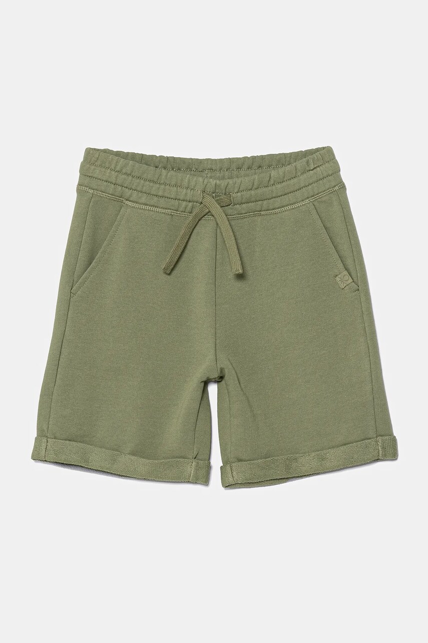 United Colors of Benetton pantaloni scurti din bumbac pentru copii culoarea verde, talie reglabila, 3J68C901G