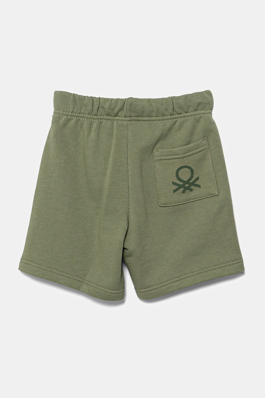 Детские хлопковые шорты United Colors of Benetton цвет зелёный регулируемая талия 3J70G900P