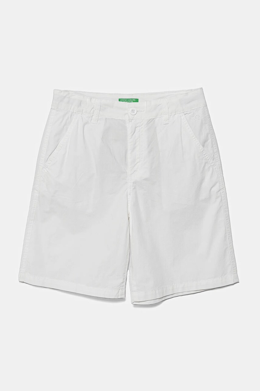 United Colors of Benetton pantaloni scurți din bumbac pentru copii culoarea alb, talie reglabila, 4AC7C903O