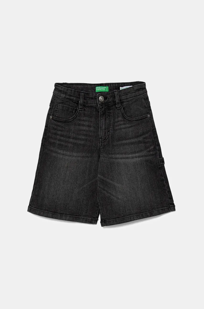 United Colors of Benetton pantaloni scurți din denim pentru copii culoarea negru, talie reglabila, 4PORC903I