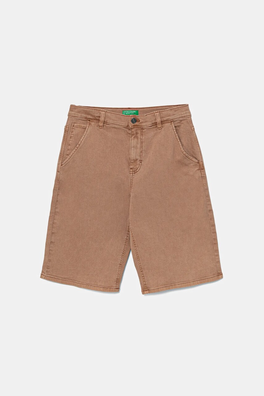 United Colors of Benetton pantaloni scurti copii culoarea maro, talie reglabila, 4QNJC903Q