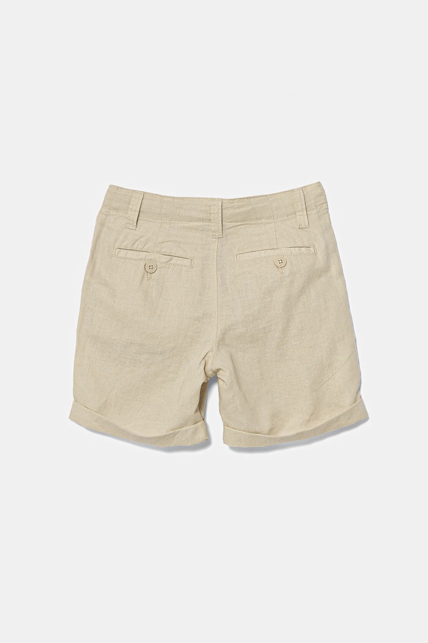 Детские льняные шорты United Colors of Benetton цвет бежевый регулируемая талия 43WBC901E