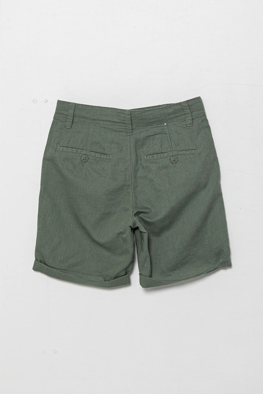 Детские льняные шорты United Colors of Benetton цвет зелёный регулируемая талия 43WBC901E