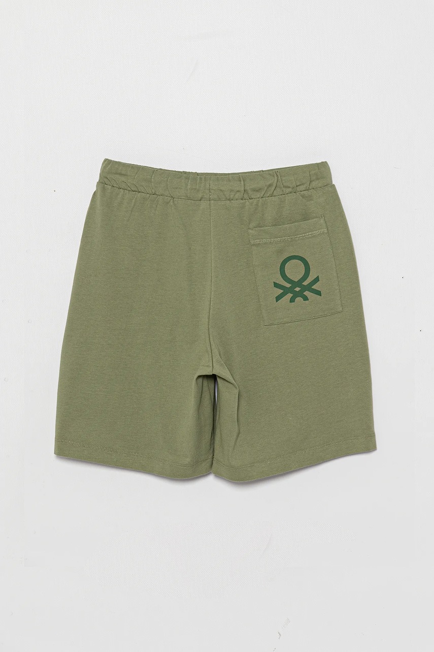 Детские хлопковые шорты United Colors of Benetton цвет зелёный регулируемая талия 3BL0C903L