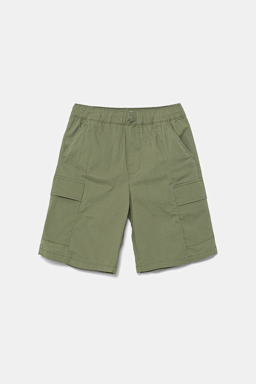 Levně Dětské kraťasy United Colors of Benetton zelená barva, nastavitelný pas, 4L2VC9046