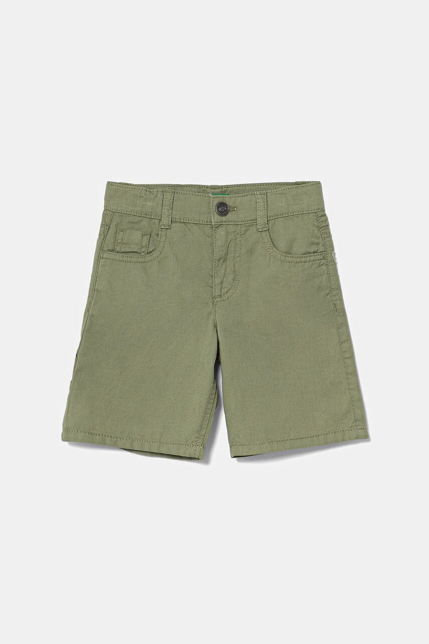 United Colors of Benetton pantaloni scurți din bumbac pentru copii culoarea verde, talie reglabila, 47RGG901Y