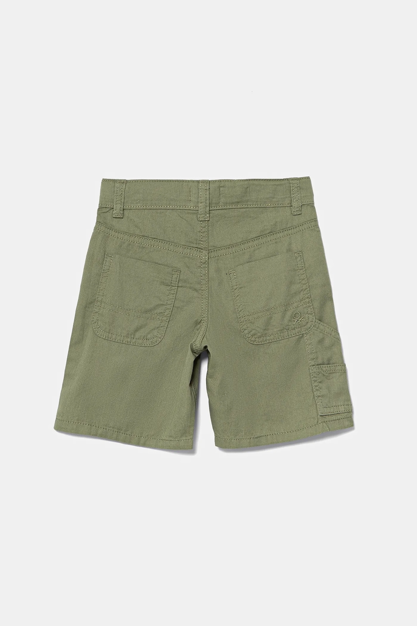 Детские хлопковые шорты United Colors of Benetton цвет зелёный регулируемая талия 47RGG901Y Детские хлопковые шорты United Colors of Benetton цвет зелёный регулируемая талия 47RGG901Y