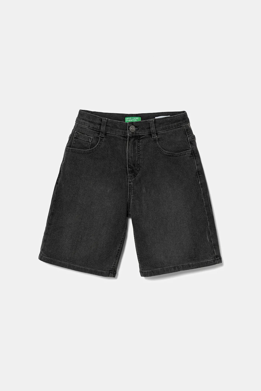 United Colors of Benetton pantaloni scurți din denim pentru copii culoarea negru, talie reglabila, 44LGC9048