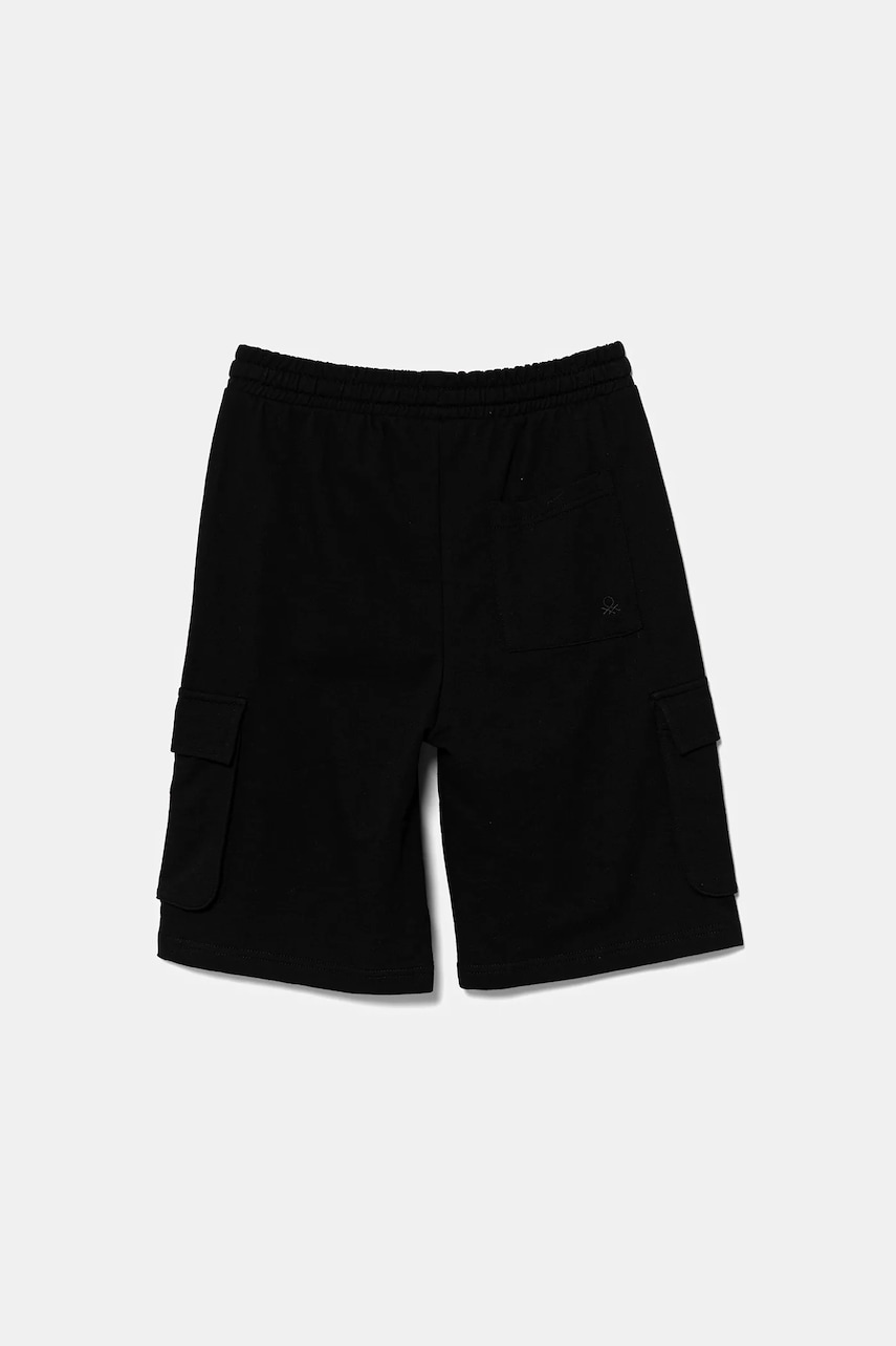 Детские хлопковые шорты United Colors of Benetton цвет чёрный регулируемая талия 39DJC902N Детские хлопковые шорты United Colors of Benetton цвет чёрный регулируемая талия 39DJC902N