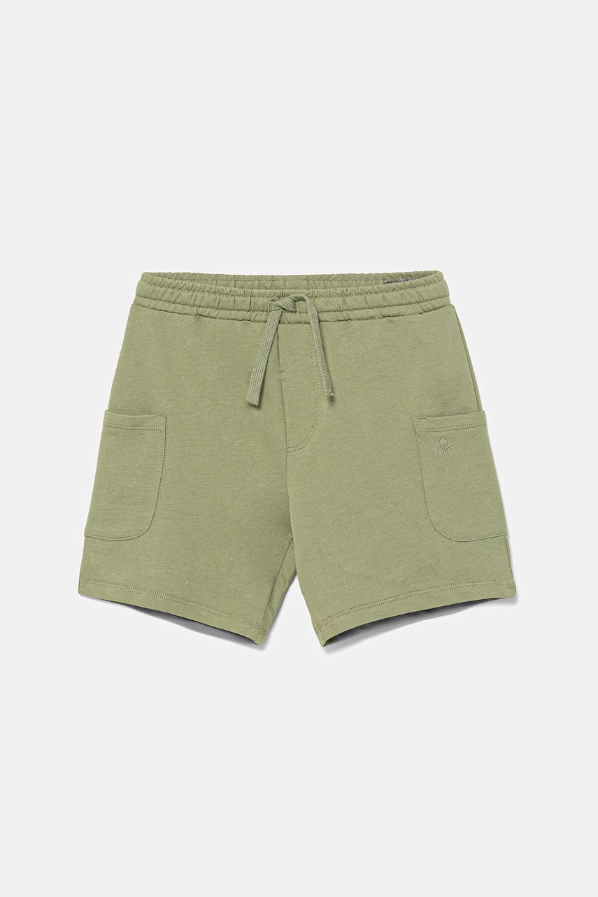 United Colors of Benetton pantaloni scurți din bumbac pentru copii culoarea verde, talie reglabila, 39DJG901C