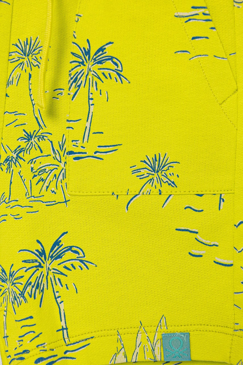 Детские хлопковые шорты United Colors of Benetton цвет зелёный регулируемая талия 32IEG901Y