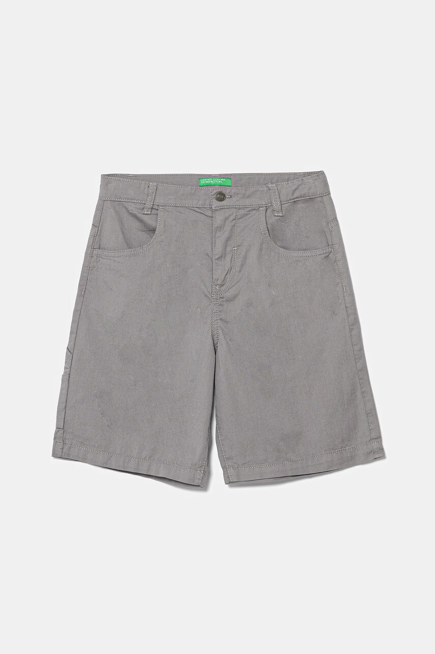 Levně Dětské bavlněné šortky United Colors of Benetton šedá barva, 47RGC902U