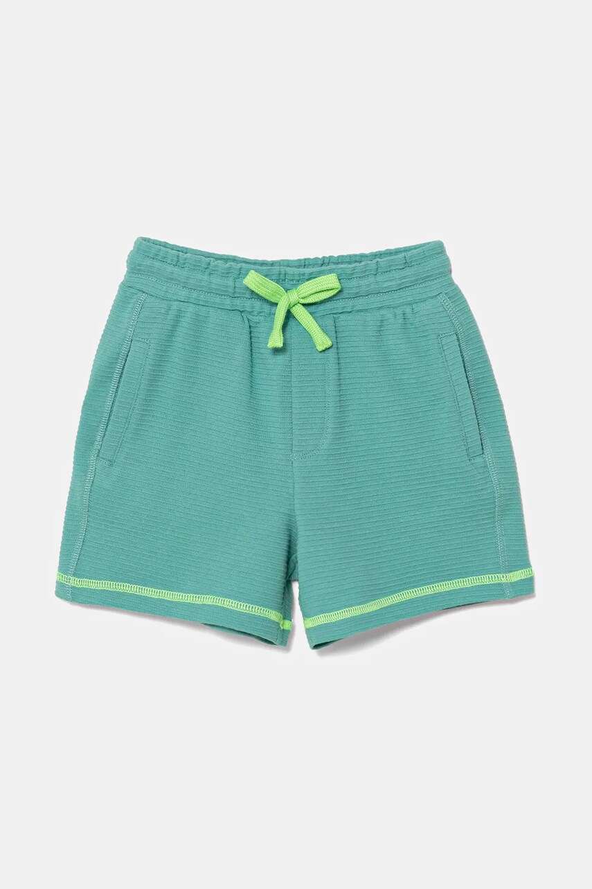 United Colors of Benetton pantaloni scurti din bumbac pentru copii culoarea turcoaz, talie reglabila, 38OHG901V
