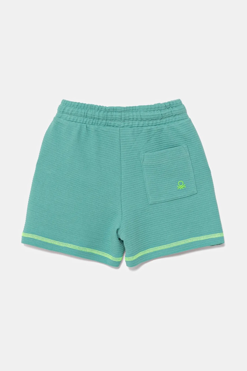 Детские хлопковые шорты United Colors of Benetton цвет бирюзовый регулируемая талия 38OHG901V