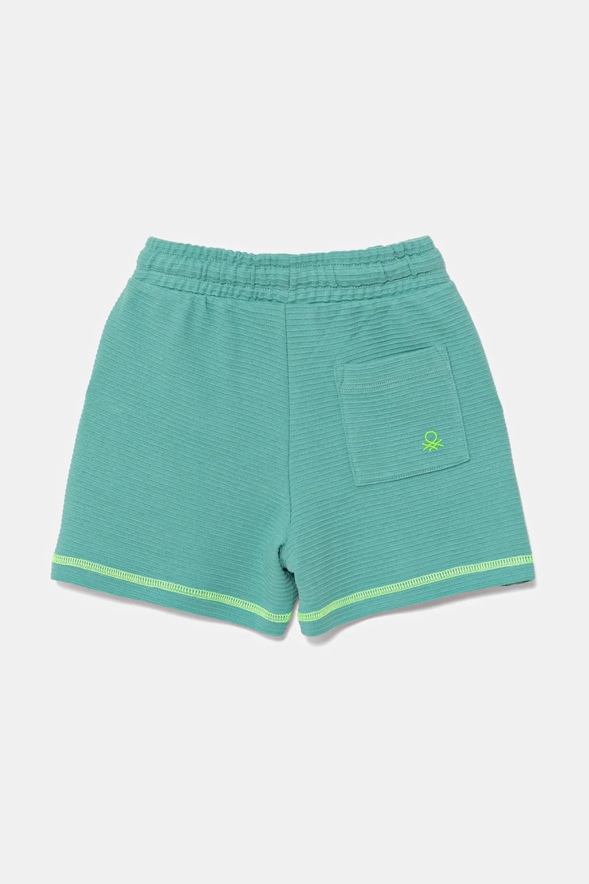 Детские хлопковые шорты United Colors of Benetton цвет бирюзовый регулируемая талия 38OHG901V Детские хлопковые шорты United Colors of Benetton цвет бирюзовый регулируемая талия 38OHG901V