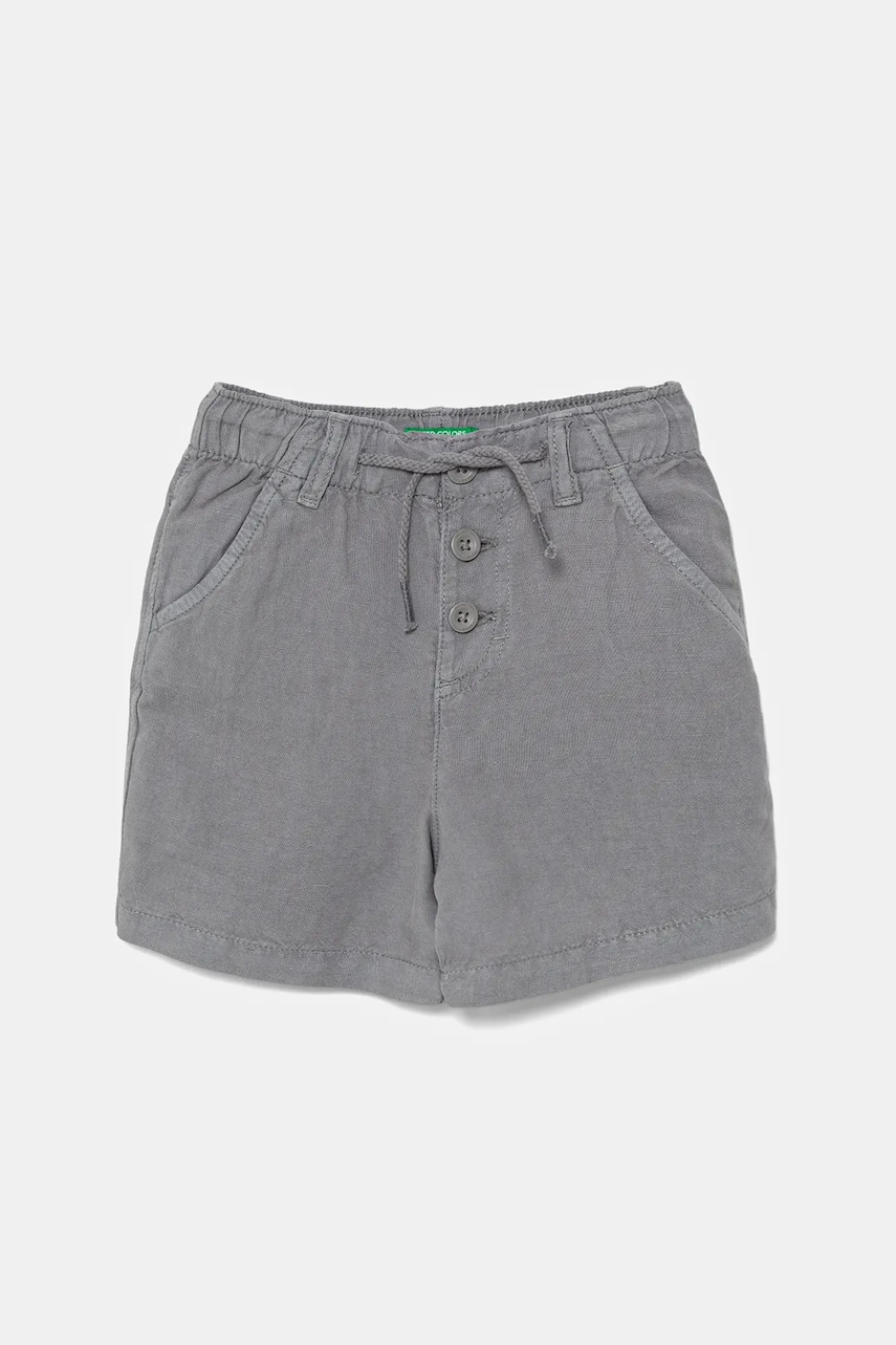 United Colors of Benetton pantaloni scurți din amestec de in pentru copii culoarea gri, talie reglabila, 41DAG902X