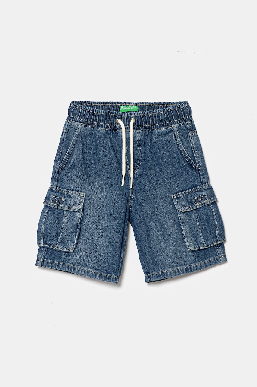 Levně Dětské riflové kraťasy United Colors of Benetton modrá barva, nastavitelný pas, 4KEHG902Q