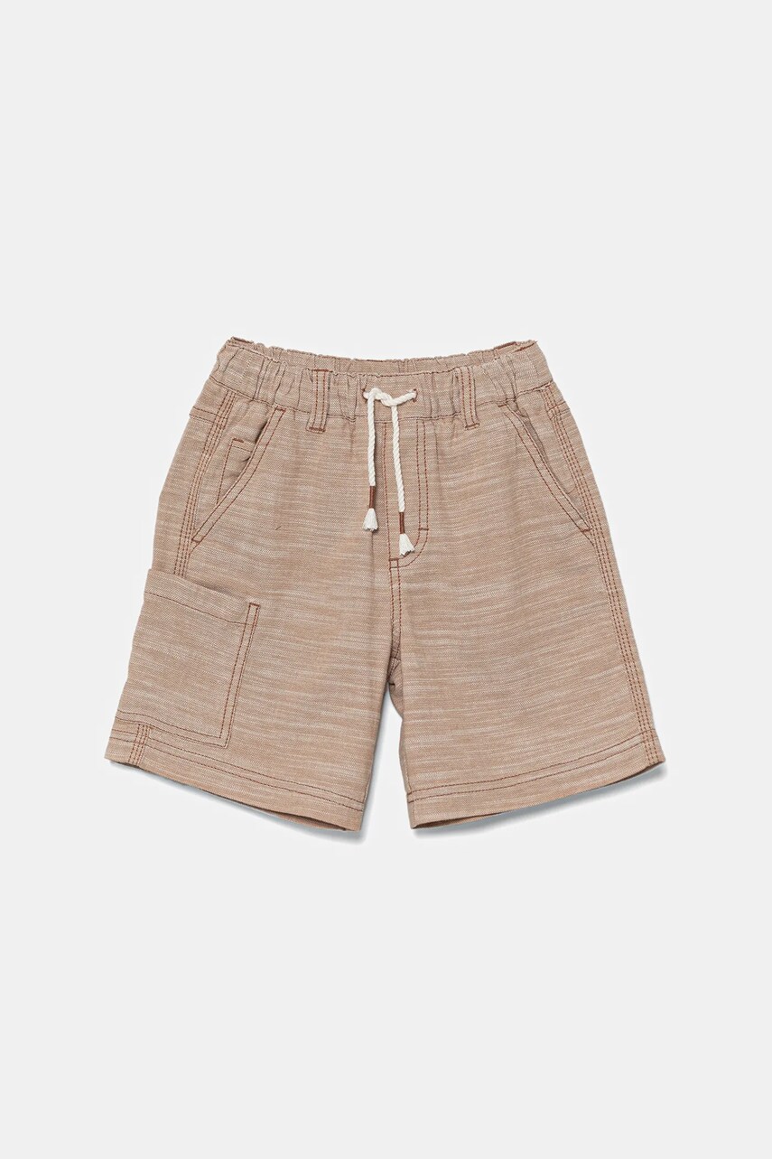 United Colors of Benetton pantaloni scurti din bumbac pentru copii culoarea maro, melanj, talie reglabila, 4ZZSC9044