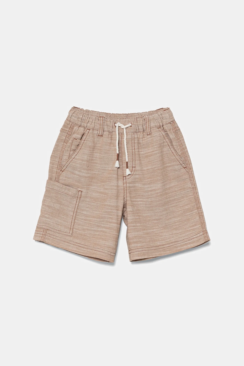 United Colors of Benetton pantaloni scurți din bumbac pentru copii culoarea maro, melanj, talie reglabila, 4ZZSC9044