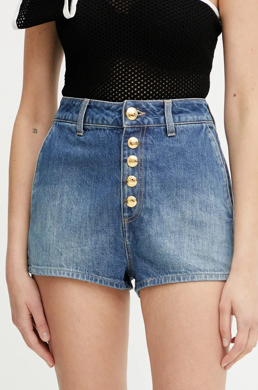 Elisabetta Franchi pantaloni scurti jeans femei, neted, high waist, HJ35I51E2