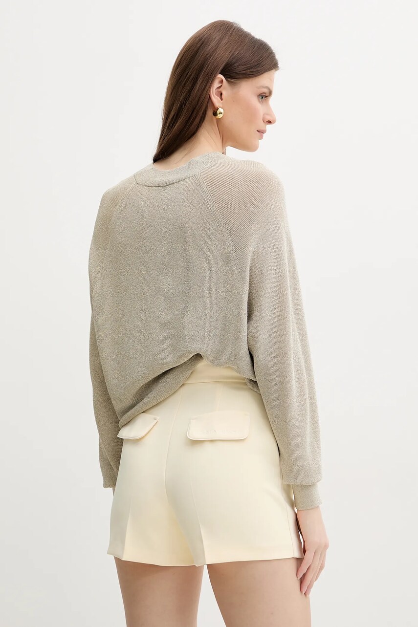 Elisabetta Franchi rövidnadrág női, sárga, sima, magas derekú, SH00851E2 termék 2. képe