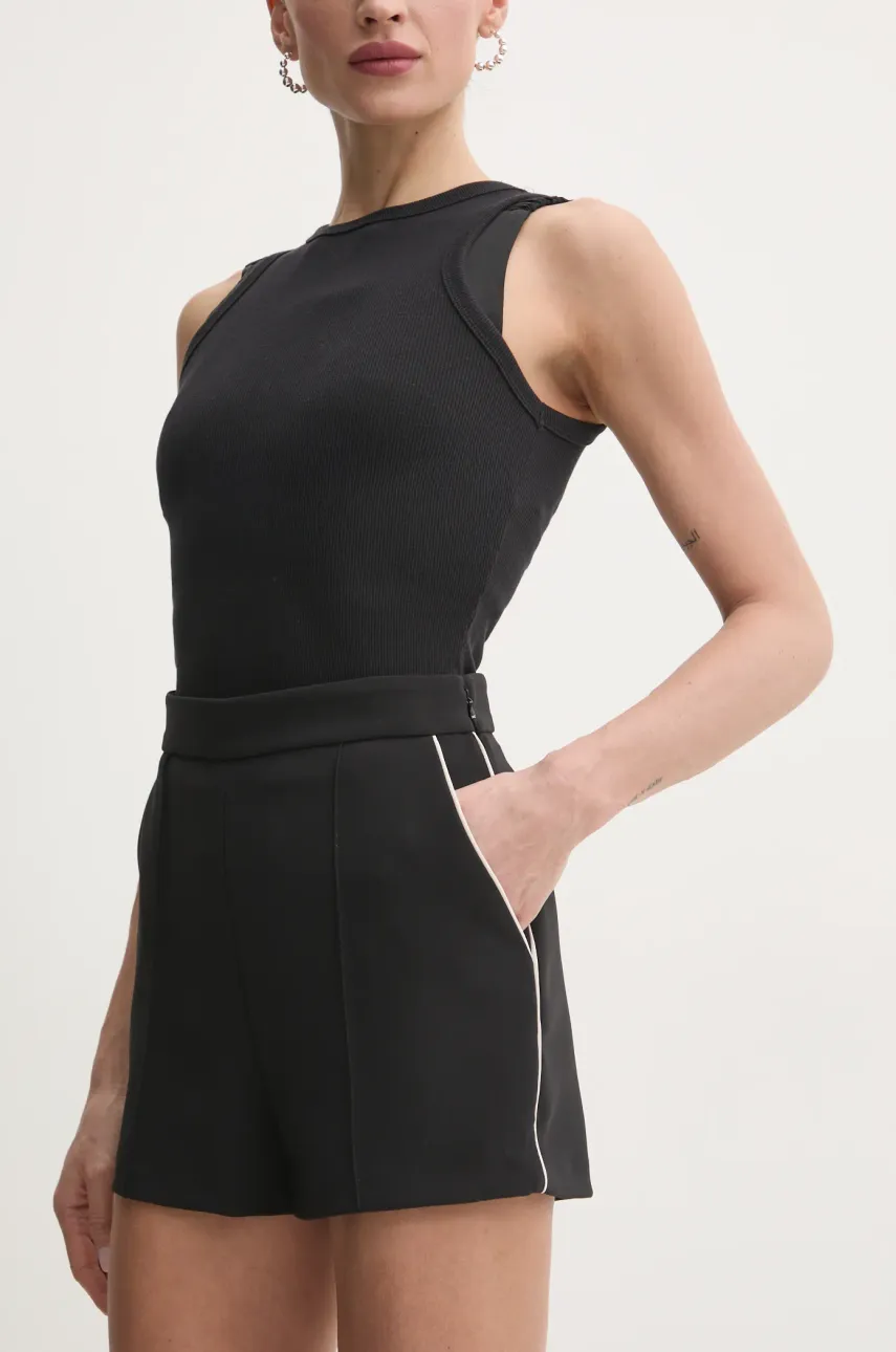 Kraťasy Elisabetta Franchi dámské, černá barva, hladké, high waist, SH00851E2